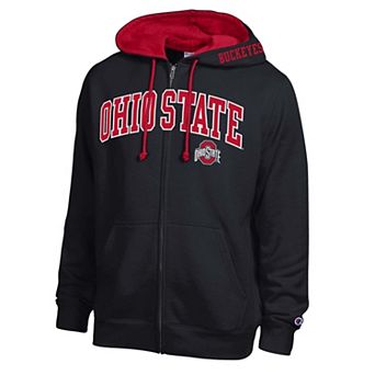 Men's Champion Black Ohio State Buckeyes Arch Logo Full-Zip Fleece Hoodie
