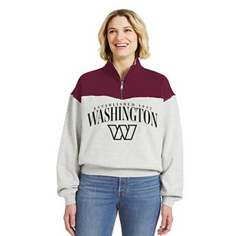Women's WEAR by Erin Andrews Heather Gray Washington Commanders Colorblock Half-Zip Pullover