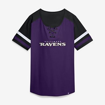 Women's Fanatics Purple Baltimore Ravens Curl Route Athena Lace-Up T-Shirt