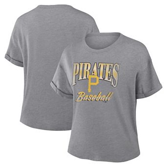 Women's Fanatics Heather Gray Pittsburgh Pirates Cooperstown Tribute Tri-Blend Boxy T-Shirt