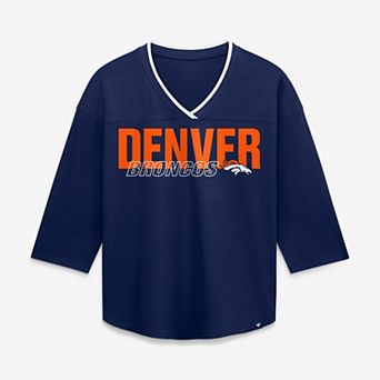 Women's Fanatics Navy Denver Broncos Team First Deceptive Juke 3/4-Sleeve V-Neck T-Shirt