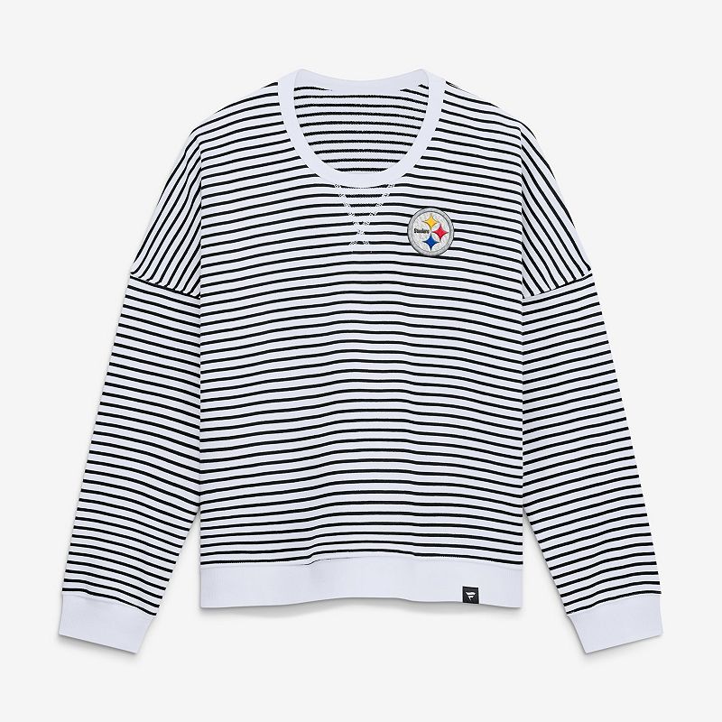 Women's Fanatics White/Black Pittsburgh Steelers Striped Oversized ...