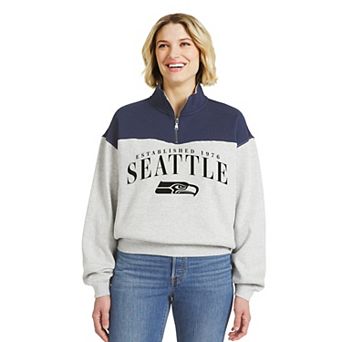 Women's WEAR by Erin Andrews Heather Gray Seattle Seahawks Colorblock Half-Zip Pullover
