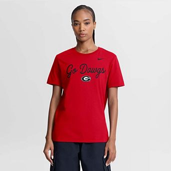 Women's Nike Red Georgia Bulldogs Script Mantra Logo T-Shirt