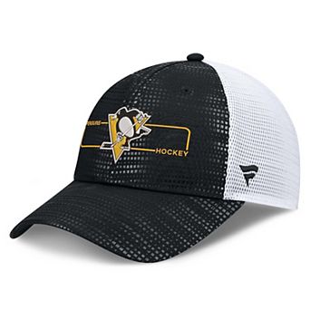 Men's Fanatics Black Pittsburgh Penguins Authentic Pro Rink Boxed Logo Trucker Hat