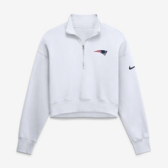 Women's Nike White New England Patriots Oversized Phoenix Fleece Cropped Quarter-Zip Sweatshirt