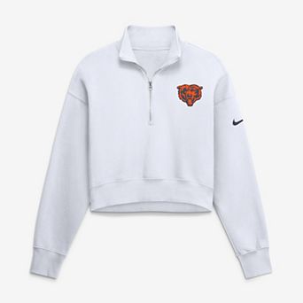 Women's Nike White Chicago Bears Oversized Phoenix Fleece Cropped Quarter-Zip Sweatshirt