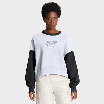 Women's Nike White/Black Baltimore Orioles Oversized High Hip Fleece Sweatshirt