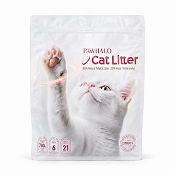 PawHalo Mixed Litter: 80% Tofu/20% Wood, Low Dust, Strong Clumping, 21-Day Odor Control, 5.5 lbs