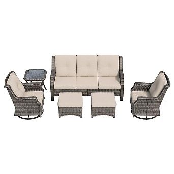 MaxMulti 6 pc Wicker Outdoor Patio Furniture Set Rattan Chair Wicker Set