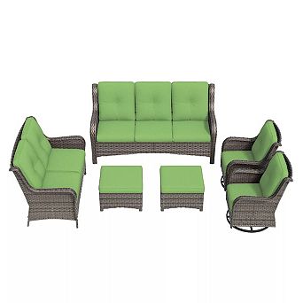 MaxMulti 6 pc Wicker Outdoor Patio Conversation Set with Cushions