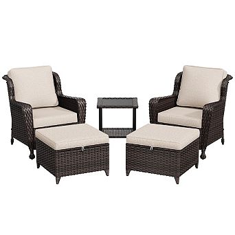 MaxMulti 5 pc Patio Rattan Conversation Set With Side Table
