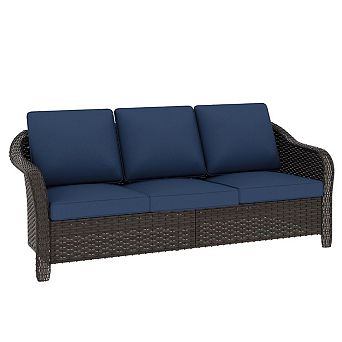 MaxMulti 3-person Outdoor Patio Rattan Sofa With Cushions