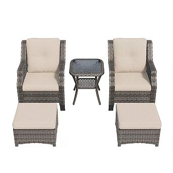 MaxMulti 5 pc Wicker Patio Conversation Set Outdoor Lounge Chair