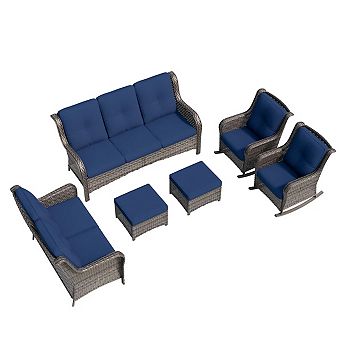MaxMulti 6 pc Wicker Outdoor Patio Conversation Set