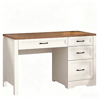 Vabches Farmhouse Executive Desk with Storage and File Drawer, Rustic 47.2" Home Office Writing Desk