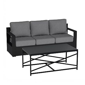 MaxMulti Outdoor 3-Seat Sofa & Coffee Table Set with Weather-Resistant Fabric