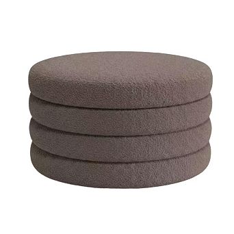Round Storage Ottoman Table with Tray, Sherpa Multi-Functional Foot Rest for Couch Living Room