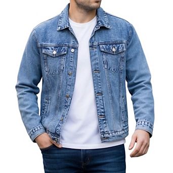 Men’s Light‑Wash Denim Trucker Jacket, Classic Casual Button‑Up Outerwear Coat