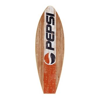 American Art Décor Pepsi Surfboard Wall Plaque Coastal Beach Decor 10-Inch x 30-Inch