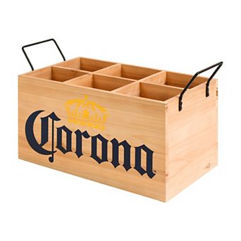 American Art Décor Corona Extra Wooden 6-Bottle Crate Beer Caddy Storage Box
