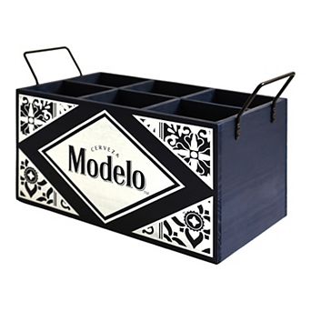 American Art Décor Modelo Cerveza Wooden 6-Bottle Crate Beer Caddy Storage Box