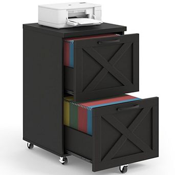 Vabches Farmhouse Vertical File Cabinet with Casters, Home Office Storage Cabinet Fits A4 / Letters