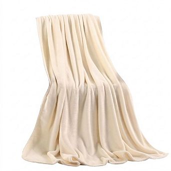 Cream White Fleece Throw Blanket 50x60" Soft Lightweight Plush