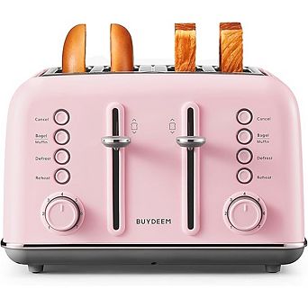 BUYDEEM DT640 4-Slice Toaster with Extra Wide Slots and 7 Shade Settings