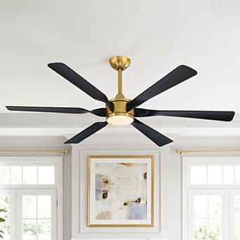60-Inch Modern Black DC Motor 6 Blades Ceiling Fan with Dimmable LED Light and Remote