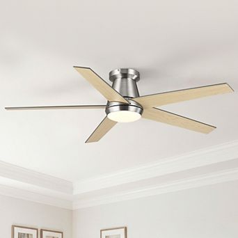 52" Modern Reversible Blades Flush Mount Smart Ceiling Fan with LED Light and Remote, App Control