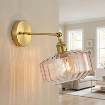 12 Inch Modern Copper Glass 1 Light Adjustable Wall Sconce