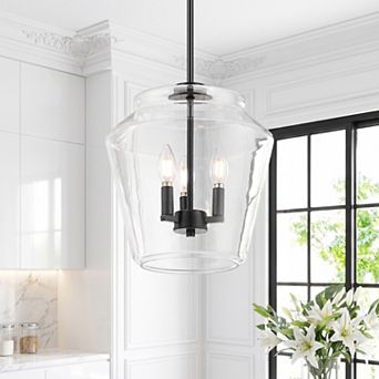 12 Inch Modern Clear Glass 3 Light Chandelier Adjustable Hanging Light for Kitchen Island