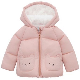 Baby Girl Rokka&Rolla BorgLined Bear Ears Puffer Jacket