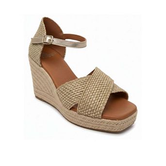 Jimena High Double Band Gold-Woven Espadrille Sandal