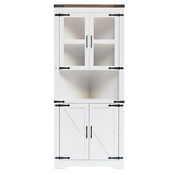 67" Corner Cabinet with Glass Door - Adjustable Shelves, Space Saving