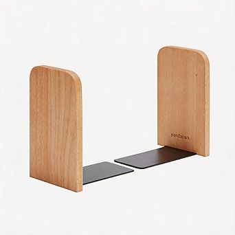 1 Pair Wood Bookends, Heavy Duty Non-Skid Book Stand