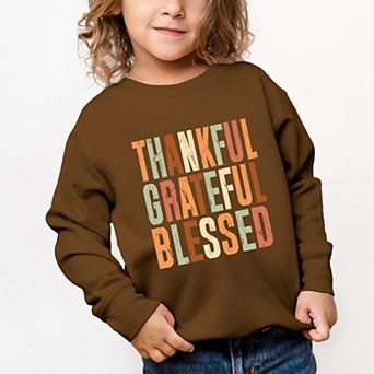 Thankful Grateful Blessed Fall Colors - Toddler Graphic Sweatshirt