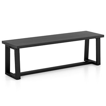 Costway 56.5"L Large Wood Dining Bench with Metal Frame Adjustable Footpads for Kitchen