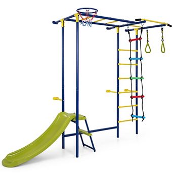 Costway 7-in-1 Indoor Jungle Gym for Toddlers, Swedish Ladder Wall Playset with Pull-Up Bar