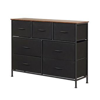 Costway 7-Drawer Wide Dresser with 2-Sized Folding Fabric Drawers & 2 Anti-tipping Kits