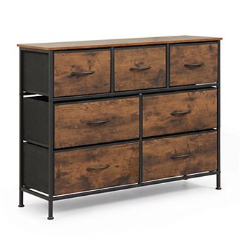 Costway 7-Drawer Wide Dresser with 2-Sized Folding Fabric Drawers & 2 Anti-tipping Kits