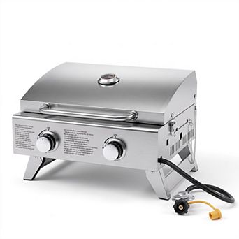 Costway 20,000 BTU Portable Gas Grill with Lid & Handle Top Thermometer Extra Flame Rod