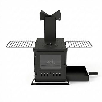 Costway Wood Burning Stove with Grill Net, Stainless Steel