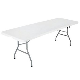 Costway 8 ft Portable Folding Table with HDPE Tabletop Safe Lock Mechanism Carrying Handle