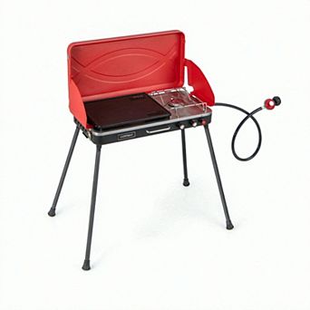 Costway 2-in-1 Propane Grill 2 Burner Camping Gas Stove Portable with Removable Leg