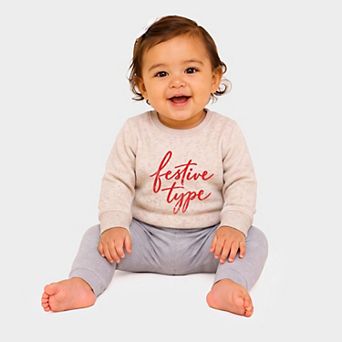 Festive Type Cursive - Infant Crew Fleece Sweatshirt
