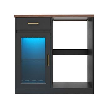 SUNSITT Coffee Bar with Mini Fridge Space Bar Cabinet with Fridge Space & Wine Storage
