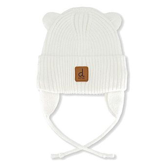 Baby Knit Hat With Strings Off-White
