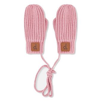 Baby Knit Mittens With String Pale Dusty Pink, 18 to 24 Months